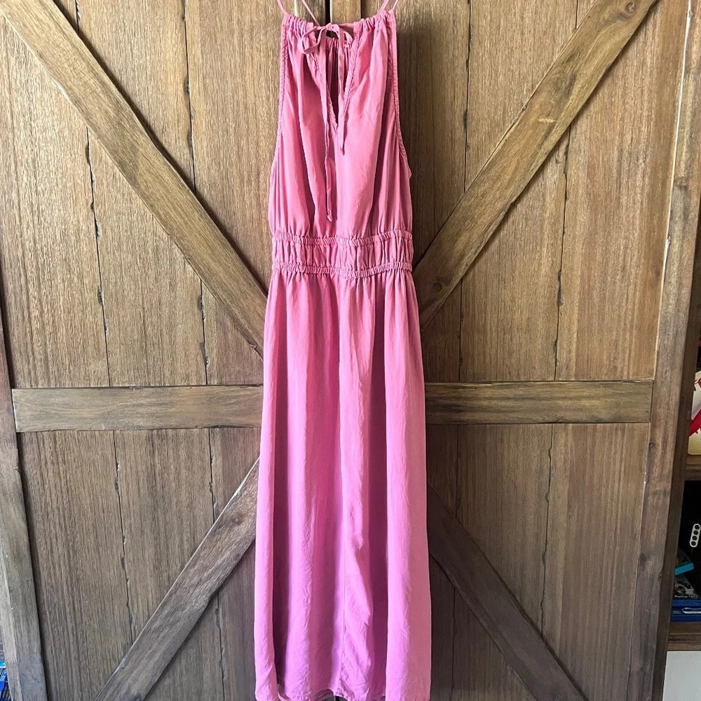 Bella Dahl Halter High Neck Midi Dress, Pink Size Medium